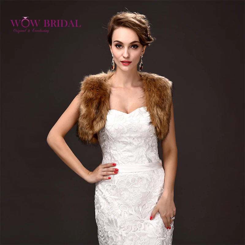 

Wowbridal 2021 элегантная Свадебная куртка поддельная шаль из искусственного меха Свадебные аксессуары для пальто PJ0075