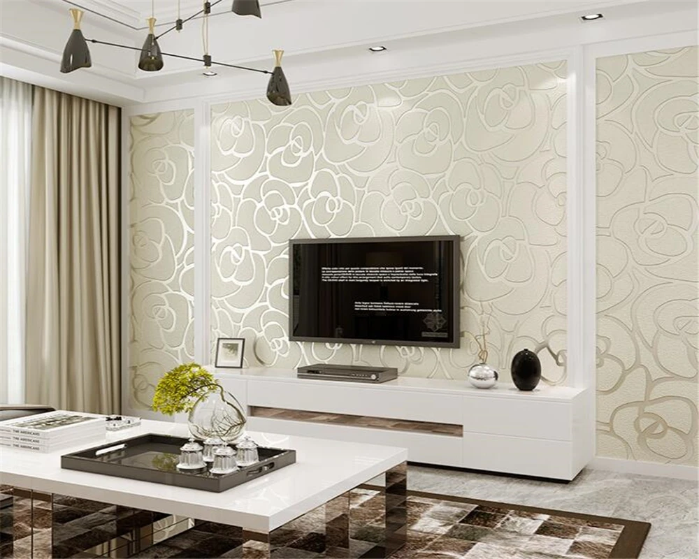 

Beibehang 3D stereo hook flower TV background wallpaper Fashion gold embossed big flower living room bedroom decor 3d wallpaper