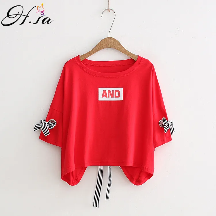 Женские блузки с коротким рукавом H. SA Свободные повседневные рубашки ярких