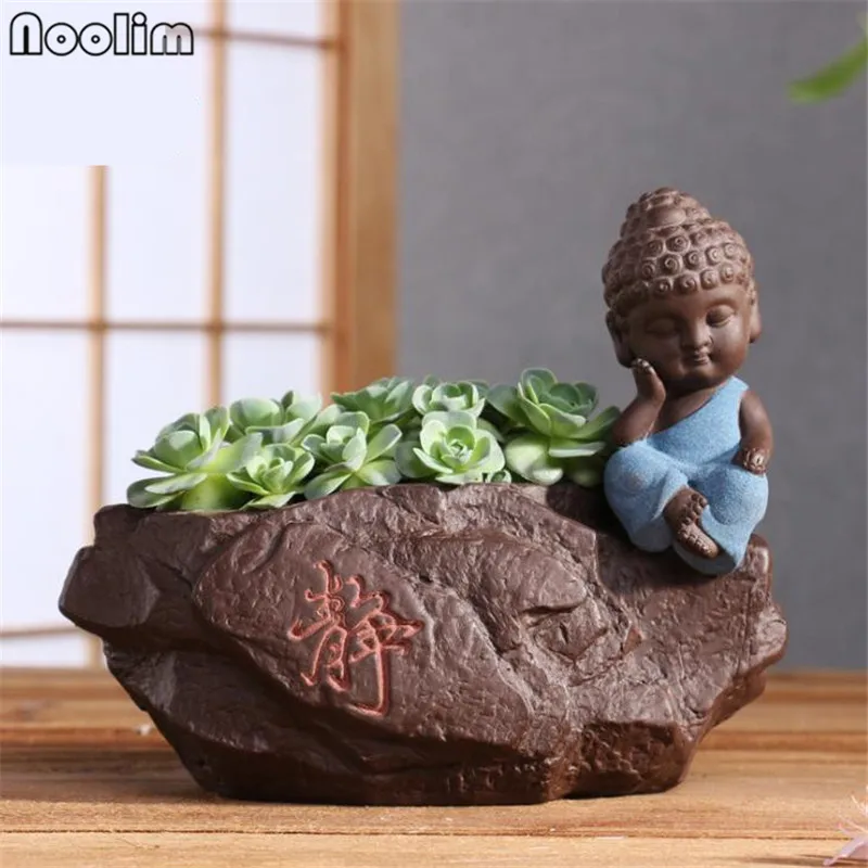 Ceramic Succulent Plants Container Creative Flower Pot Little Buddha Maid Purple Clay Home Decor Ornaments Tea Pet | Дом и сад
