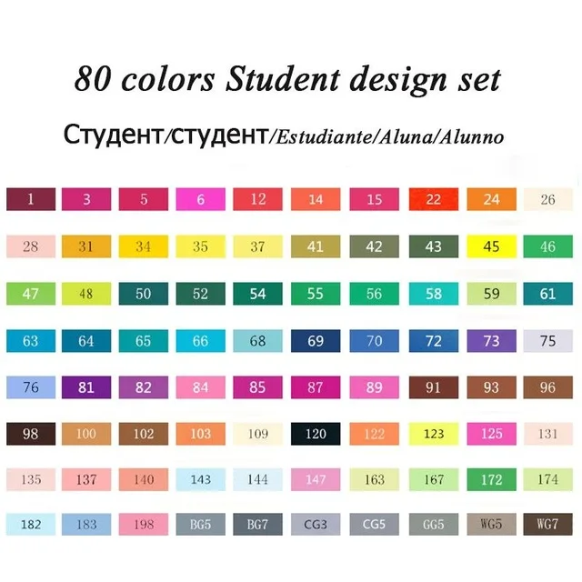 80 student set TOUCHFIVE 30/40/60/80/168 Цвета маркер для рисования набор для рисования манга с двойной головкой маркер для дизайн принадлежности ручка для школы - Цвет: 80 student set