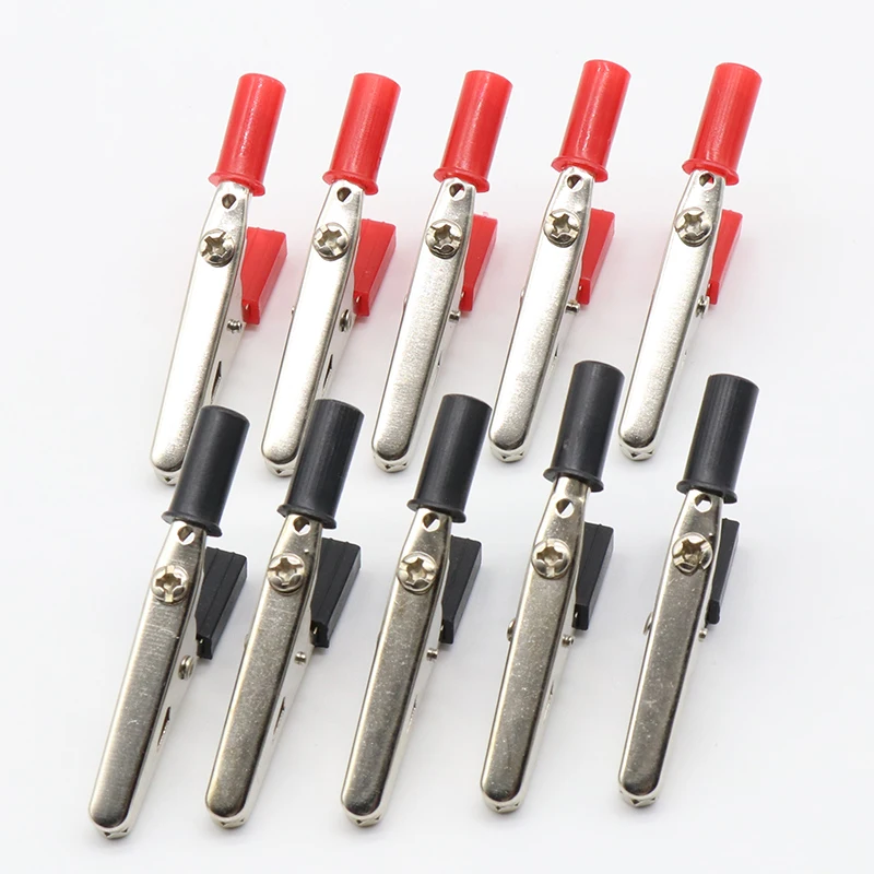 

IMC Hot 10 pcs 50mm Plastic Handle Test Probe Metal Alligator Clips