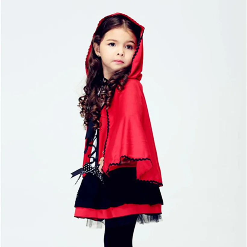 2017 Girls Little Red Riding Hood Costume Child Small Devil Cape Cosplay Halloween Christmas Carnival Party Shows | Тематическая