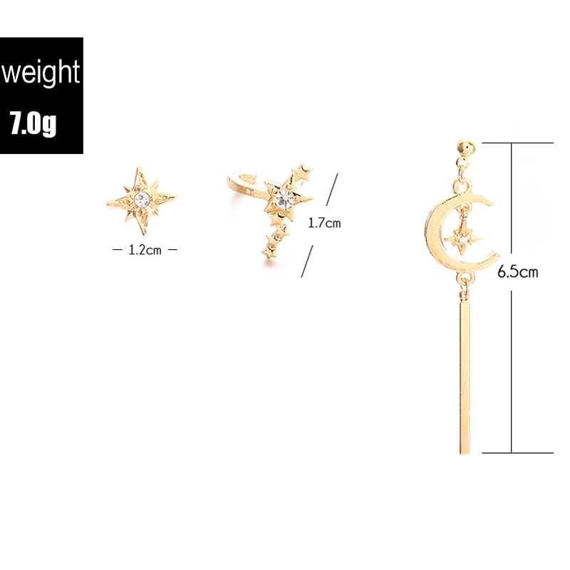 3 шт./компл. в богемном стиле с изображением луны и звезд вертикальными полосами