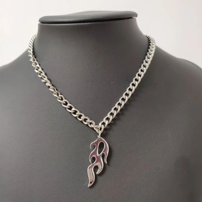 2019 Harajuku женские и мужские пламени Pendnat металлические цепи ожерелье Рок аксессуар