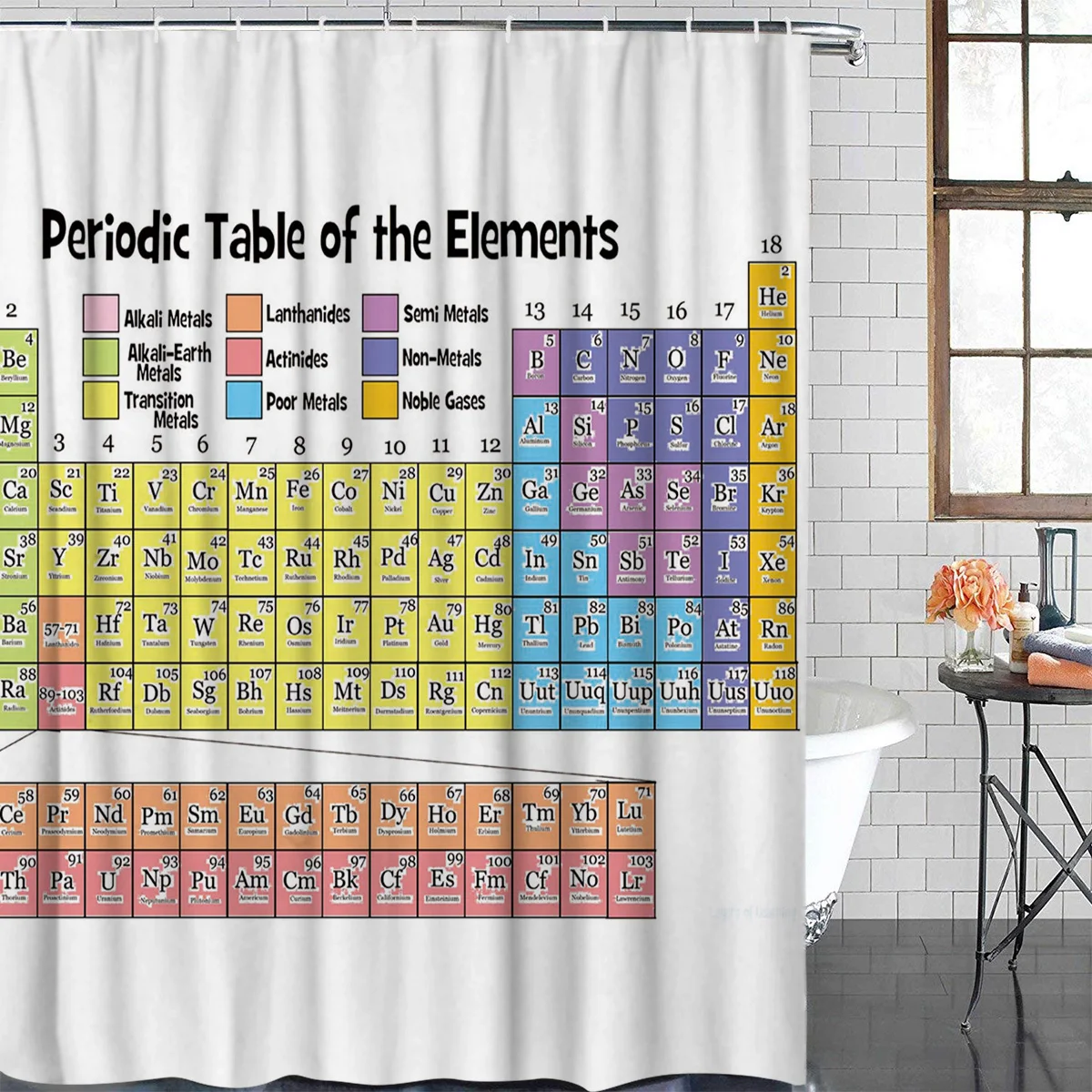 Цвет периодически стол химия декоративная ткань занавеска для душа | Дом и сад