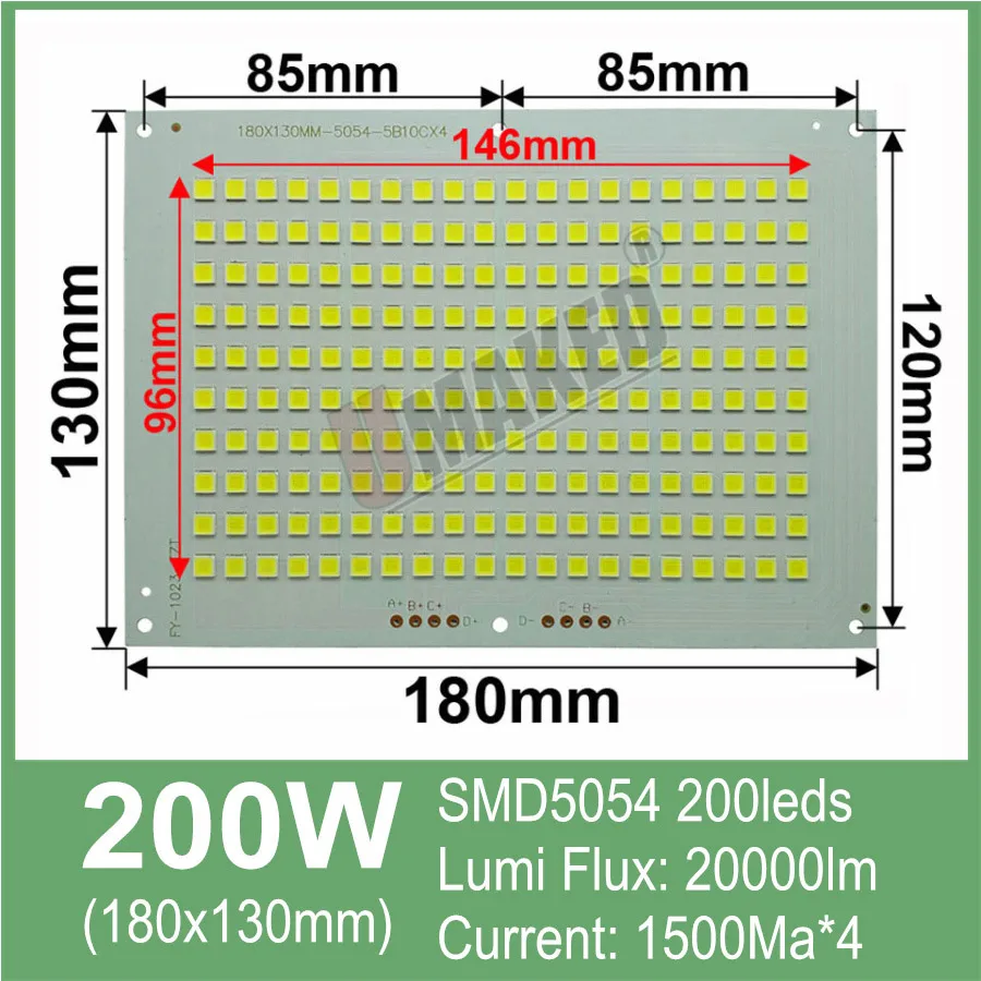 Светодиодный светильник PCB 200 Вт 100% полномощный SMD5054/2835/5730 алюминиевый основание