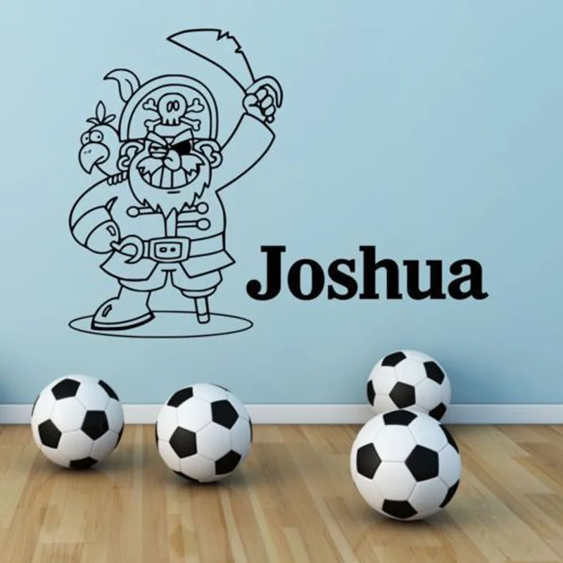 Персонализированные именные пиратские наклейки на стену для спальни детской