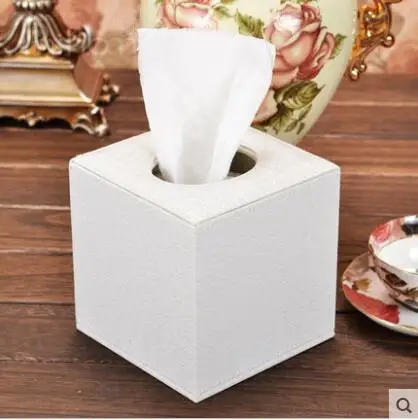 

fashion square wooden structure Crocodile Grain white leather tissue box napkin holder toilet paper holder for home decorPZJH009