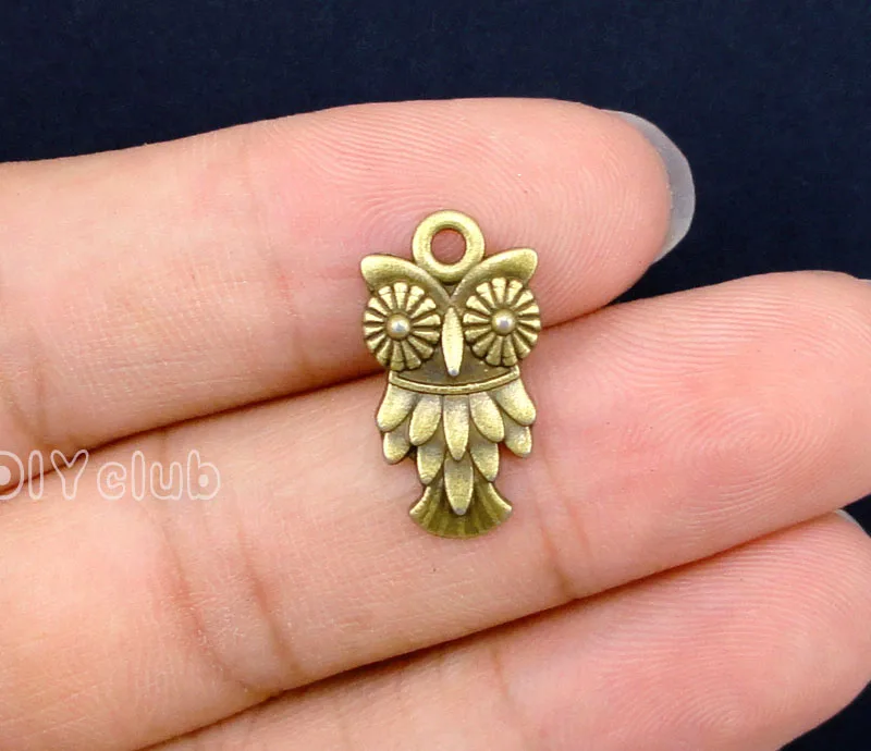 

100pcs-Antique Bronze Owl Charms Pendant, Jewelry Making 20x11mm