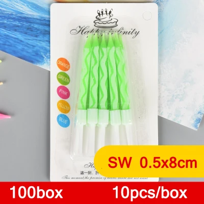 green 50 box 50/100 коробок, свечи на день рождения, декоративные свечи для детского торта, романтические вечерние свечи, праздничные принадлежности, свадебные украшения - Цвет: green 50 box