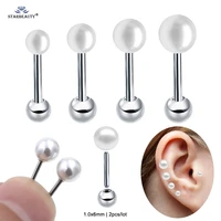 perfect round pearl 2pcs 1 0x6mm 18g tragus piercing oreja cartilage earrings nose ring stud ear piercing pearl helix piercing