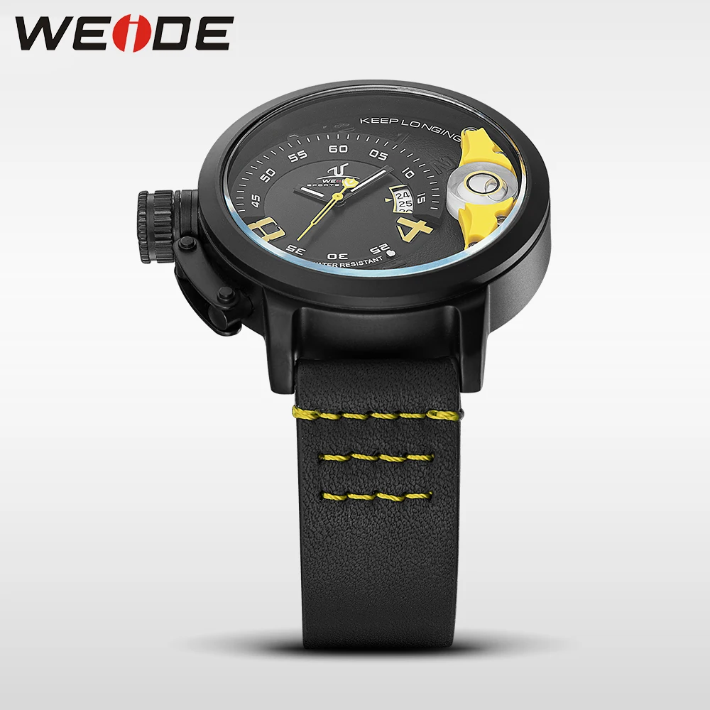 WEIDE Роскошные Мужские кварцевые спортивные наручные часы из натуральной