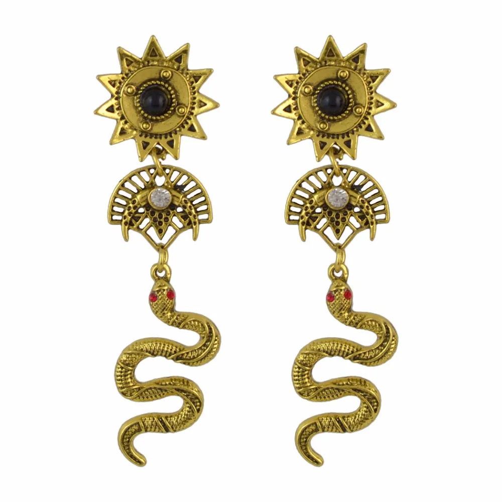 Gypsy турецкие золотые серьги из сплава змеи для женщин геометрическая форма