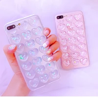 korean girly case for iphone xs 6 6s plus cover 3d glitter quciksand liquid shiny love heart coque for samsung s8 plus case