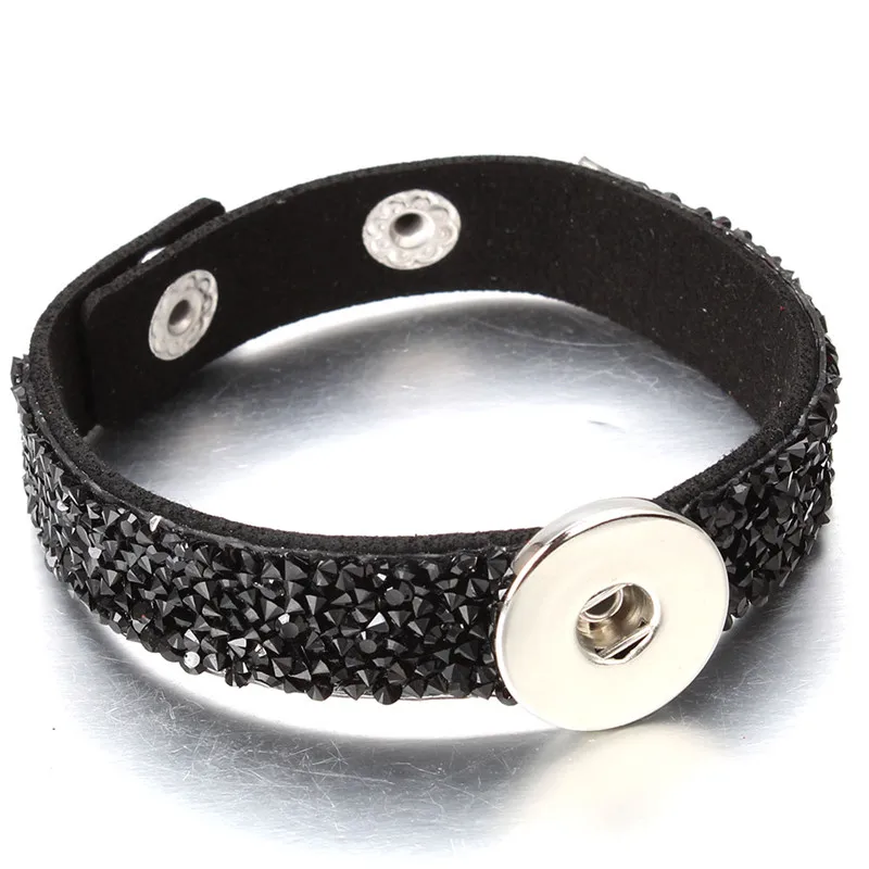 New Snap Jewelry Unisex Multicolor Rhinestone Leather Bracelet&ampBangles Fit 18mm Snaps Bracelets For Women ZE464 | Украшения и