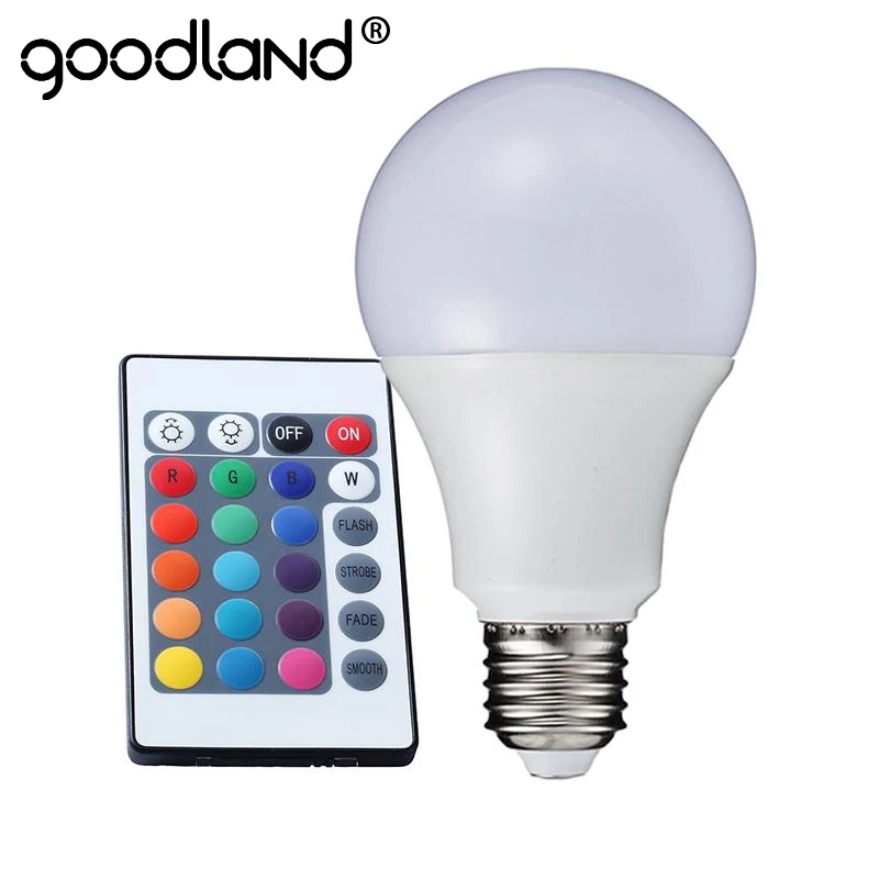 Goodland E27 RGB светодиодный светильник 3 Вт 5 7 Светодиодный 220 в 110 В лампада 16 цветов ИК