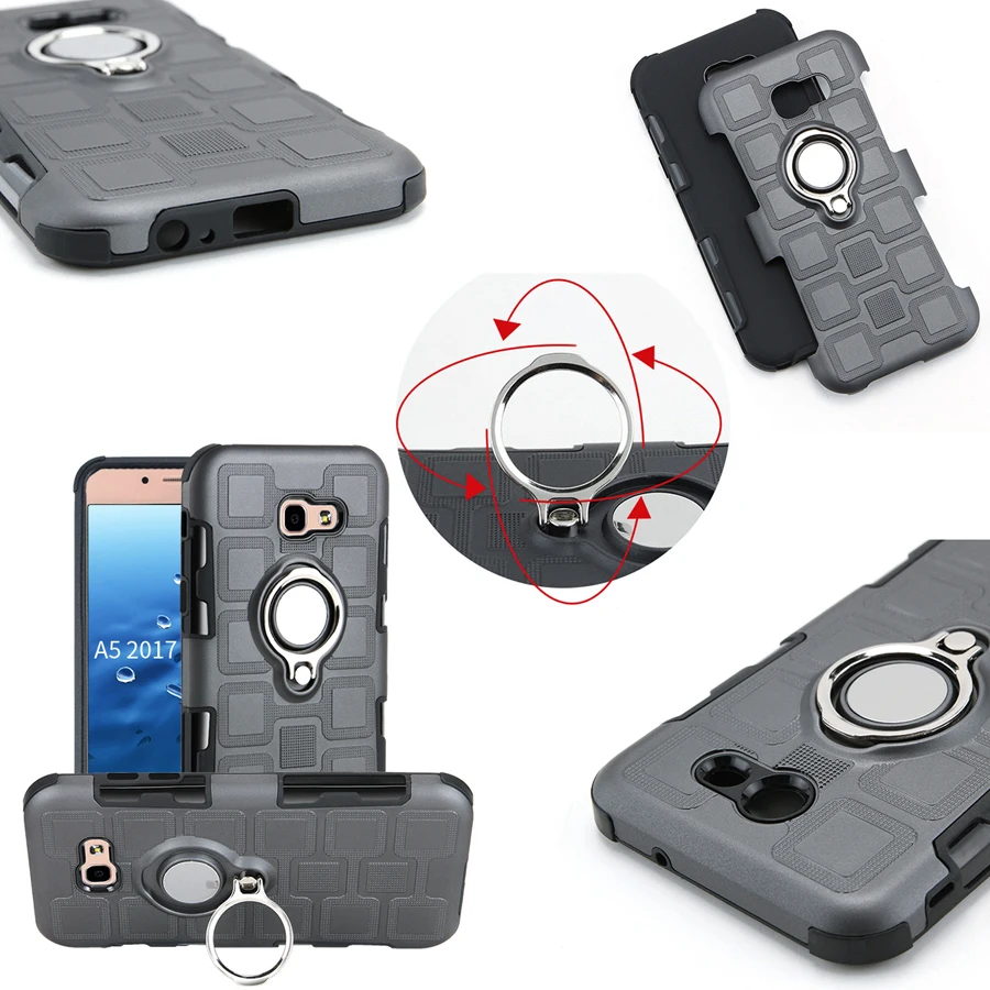Cover For Samsung Galaxy A5 2017 Silicone Shockproof Phone Case A520F Armor Back Ring Stand Hard |