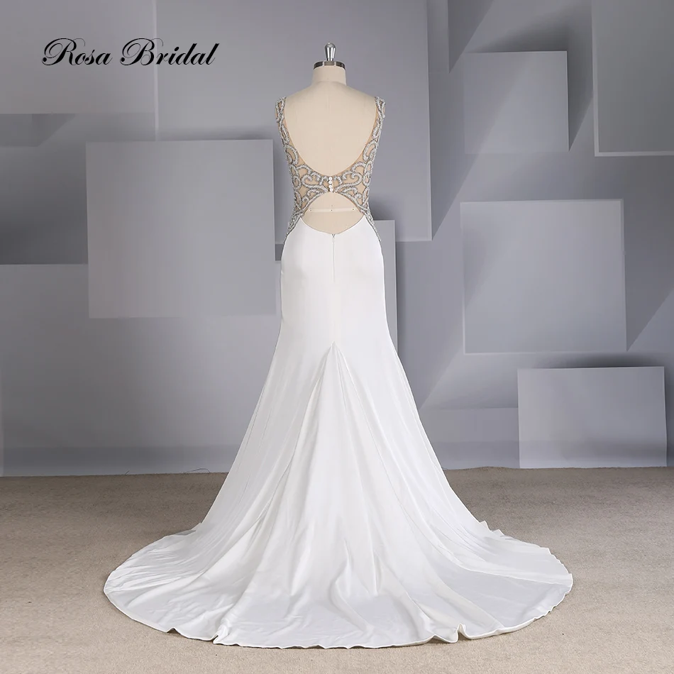 Женское свадебное платье-Русалка с круглым вырезом без рукавов | Свадьбы и