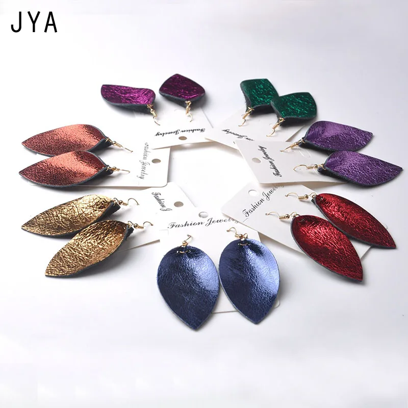 JYA серьги из натуральной кожи для женщин, модное ювелирное изделие, кулон в виде листа, многоцветные массивные серьги, трендовые,, осень