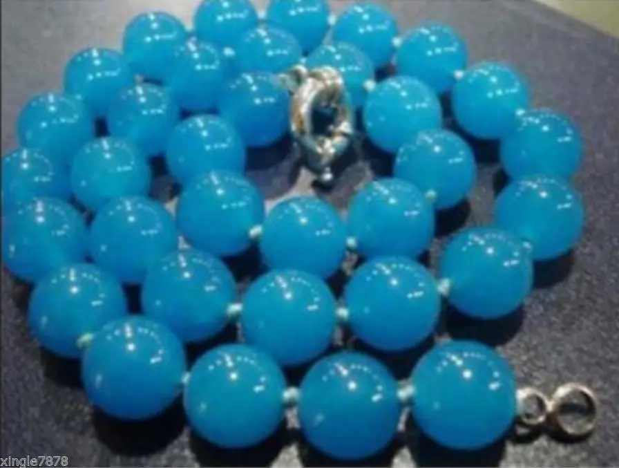 Новая Мода 10 мм Бразилия Аквамарин бисера ожерелье AAA | Украшения и аксессуары