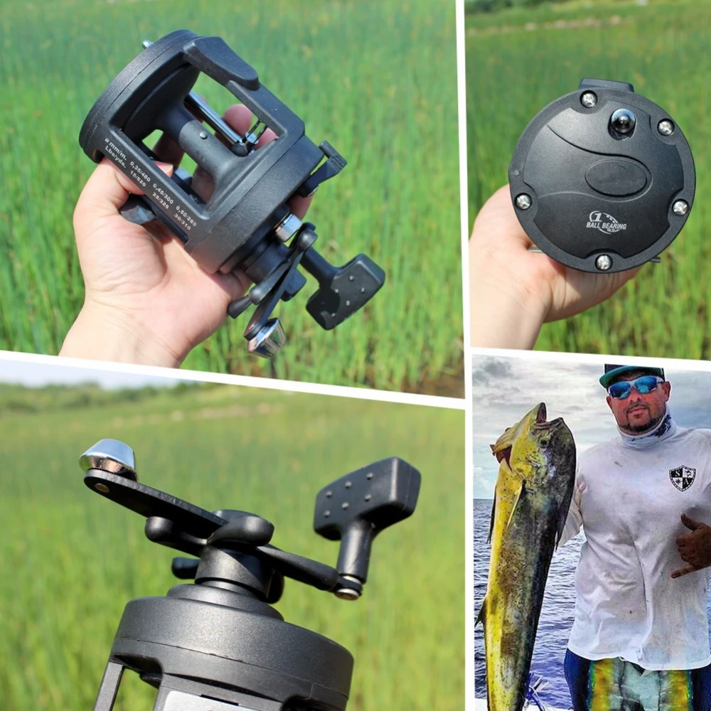 Black Drum Fishing Reel 4000 Series Gear Ratio 3.8:1 Right Hand Trolling Wheel Casting Boat Sea | Спорт и развлечения