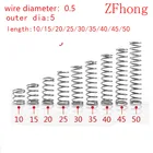 20 шт.лот 0,5*5*5101520253035404550 мм 0,5 мм нержавеющая сталь микро маленькая компрессионная пружина OD 5 мм