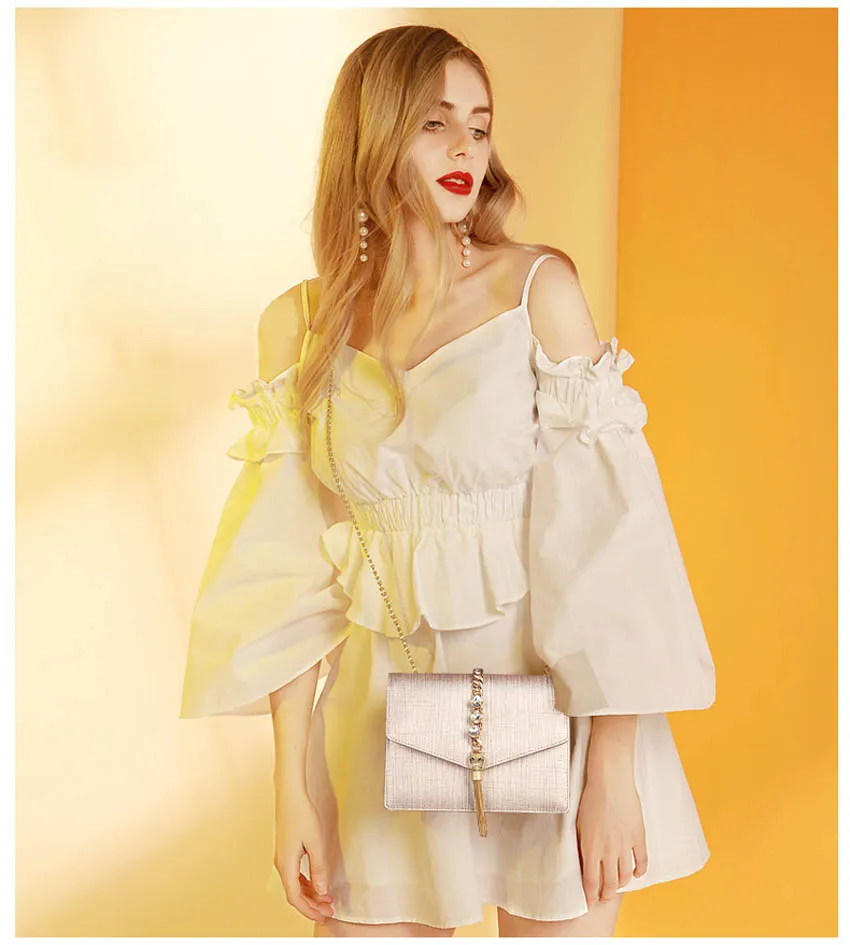 FOXER bag for women new women leather bag fashion chain tassel small bag designer women leather shoulder crossbody bag