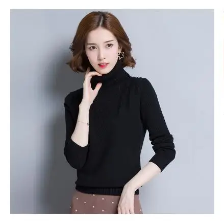 

High-collar sweater, body-building, winter, autumn and winter, 2020 new type of undercoat, short black Pullover woolen sweater
