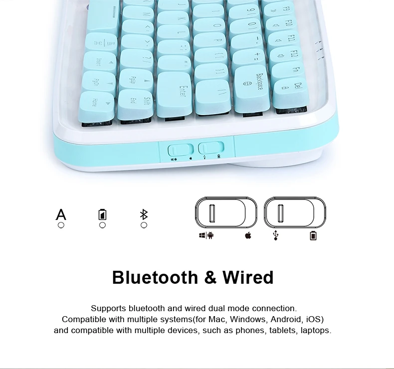 AJazz Zero Беспроводная Bluetooth синий переключатель RGB Механическая игровая клавиатура для ноутбука планшета настольного ПК игровая клавиатура