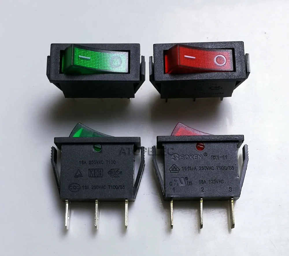 Сетевой 3 контактный оснастки с подсветкой кулисный переключатель 250 В 16A SPDT ВКЛ