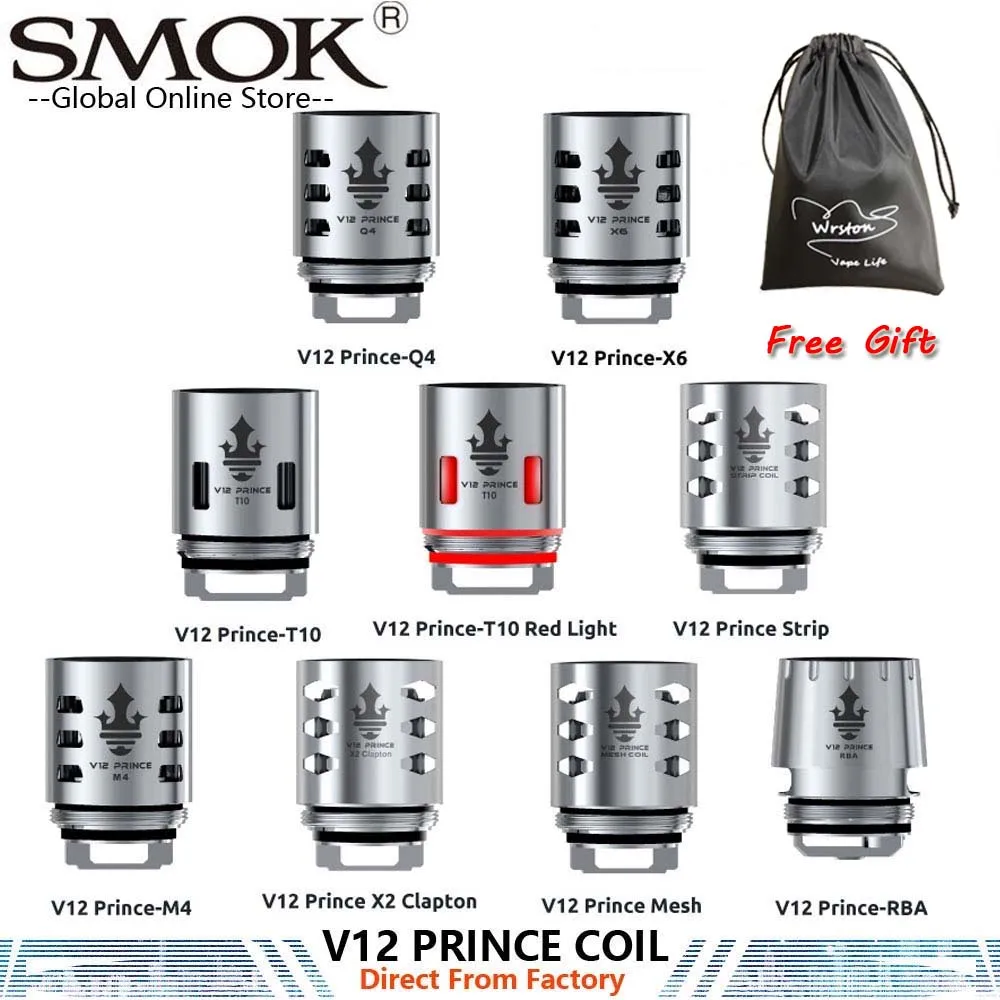 В наличии! Оригинальный SMOK TFV12 Prince Coil X6 Q4 T10 M4 RBA катушка для PRINCE Tank Atomizer Fit Mag X Priv I T