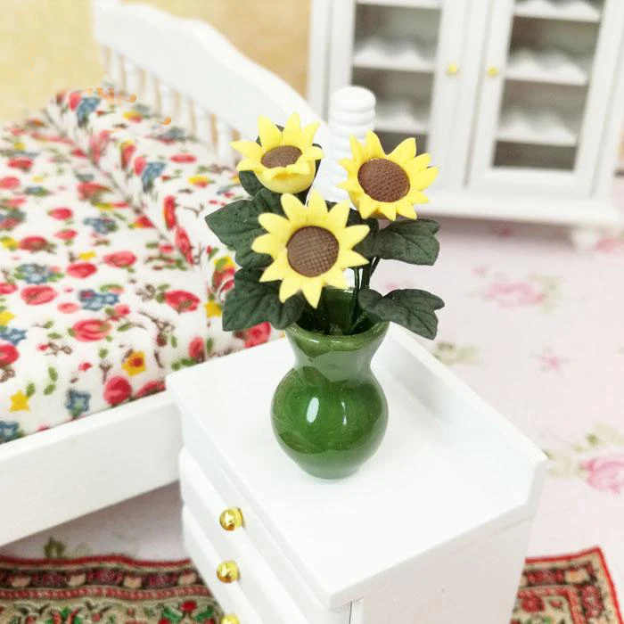 

A01-X486 детские игрушки 1:12 кукольный домик мини мебель миниатюрный rement кукла аксессуары цветок зелёный чай горшок Подсолнух 1 шт.