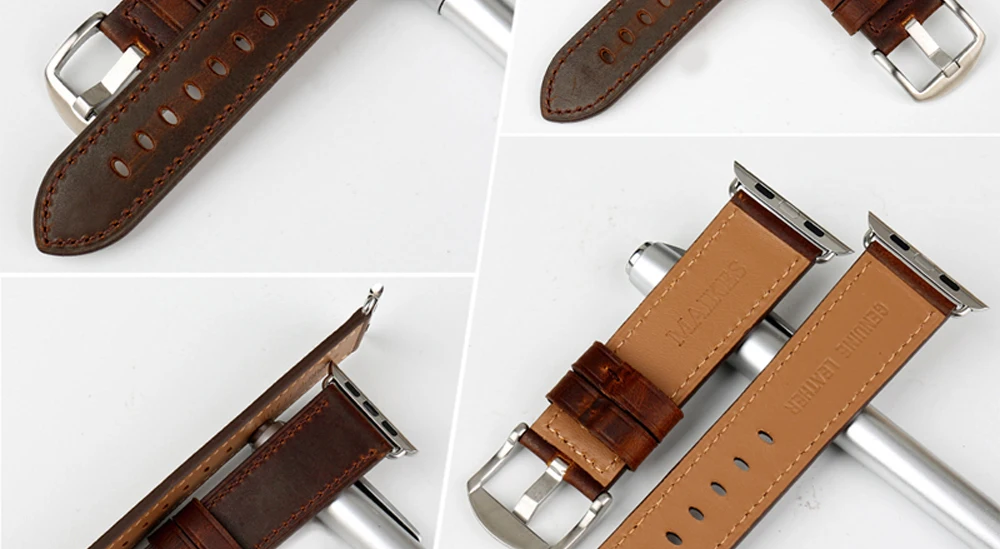 Аксессуары для часов MAIKES из натуральной кожи темно-коричневый ремешок iwatch 44 мм 40 мм для Apple Watch 42 мм 38 мм серии 4-1 браслеты