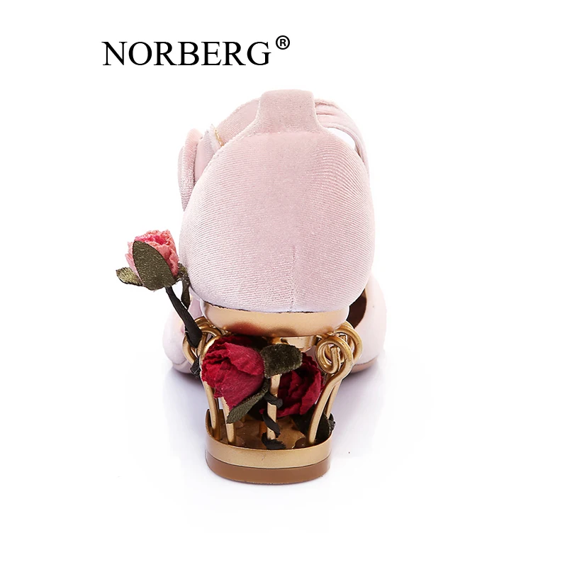 NORBERG/свадебные туфли с ремешком на щиколотке и пряжкой; женские туфли-лодочки из натуральной кожи на каблуке с цветочным узором; бархатные туфли mary jane; размеры