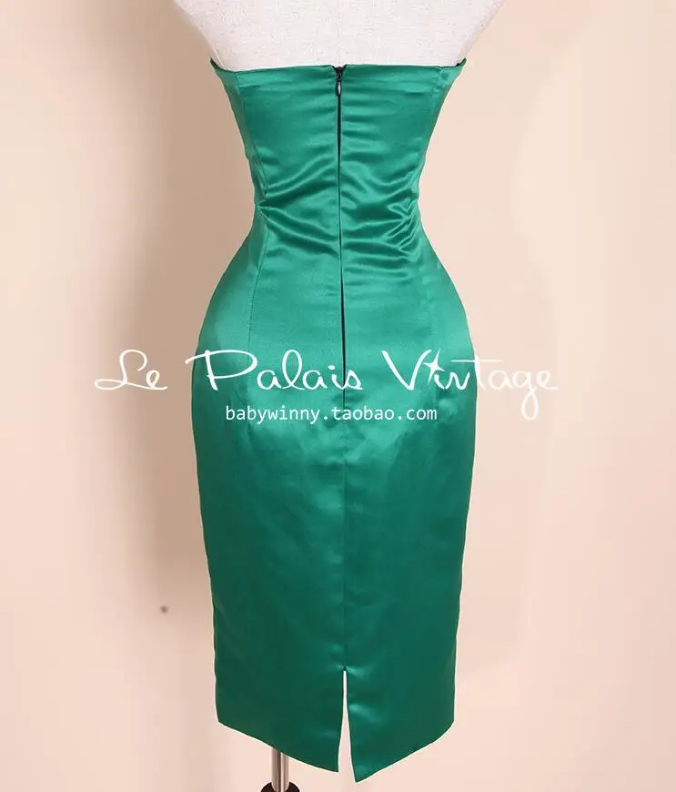 

Le Palais Vintage Satin Bodycon Dresses Sexy Strapless Women Summer Bandage Dress Elegant Designer Party Dresses Vestidos
