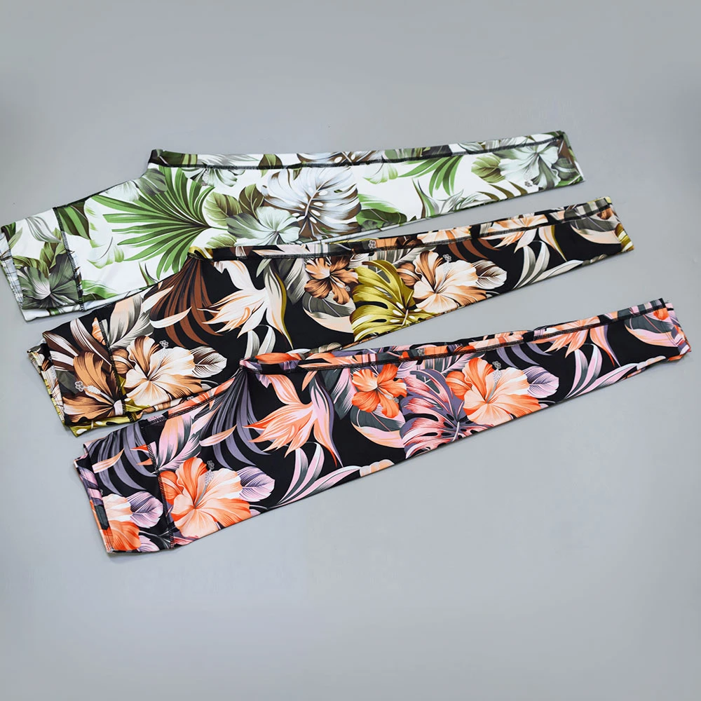 Женский спортивный костюм с цветочным принтом комплект для йоги из 2 предметов