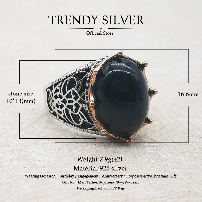 Серебряные ювелирные изделия 925 мужские кольца аксессуары бирюзовый драгоценный