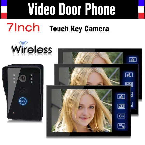 Беспроводной видеодомофон 1V3 система связи с дверным звонком сенсорная клавиша 7