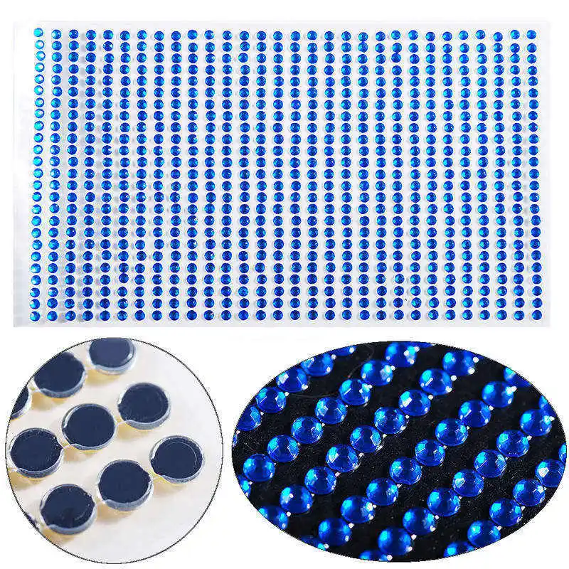 1 sheet Sapphire 750 шт/лист 3 мм самоклеющиеся акриловые цветные стразы с плоской задней стороной, Кристальные наклейки s для рукоделия, настенные Стикеры, автомобильные наклейки s - Цвет: 1 sheet Sapphire