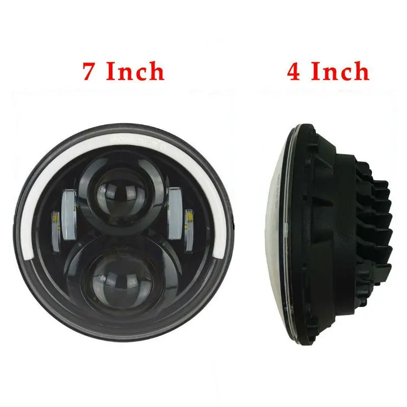 DOT Approved 7Inch Round LED Headlights With DRL Amber Turn Singal Hi/Lo Beam for Jeep Wrangler Angel Eye Rubicon Unlimited | Автомобили и