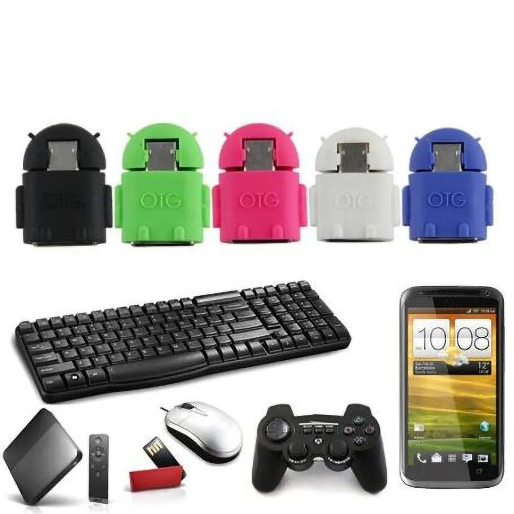 Цветной случайный мини Робот Форма Usb Otg кабель к адаптер 29*21*10 мм для Android