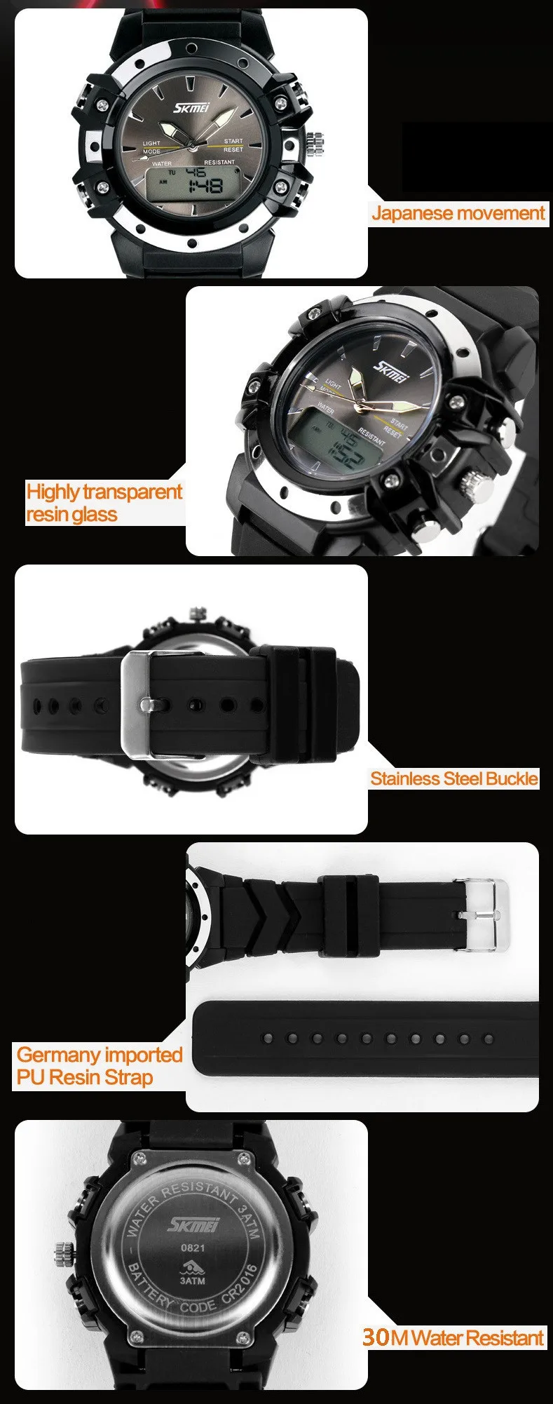 Skmei Dual Time повседневные цифровые женские/мужские нарядные спортивные гелевые военные часы Рождественский подарок 3AT водонепроницаемые силиконовые наручные часы