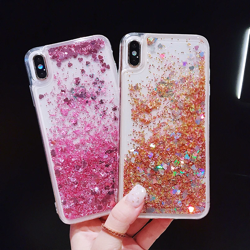 Роскошный Шикарный чехол для iPhone X XS Max XR динамический с блестками и жидкостью