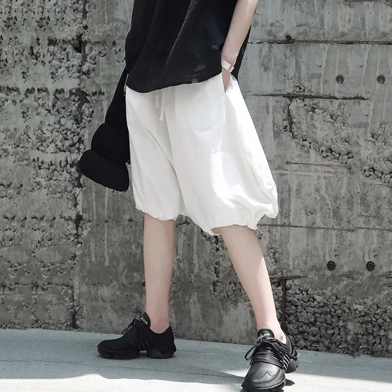 TWOTWINSTYLE Lantern Trousers Female Lace Up Pocket Oversize Knee Length Women Summer Japanese Casual 2018 Clothing | Женская одежда