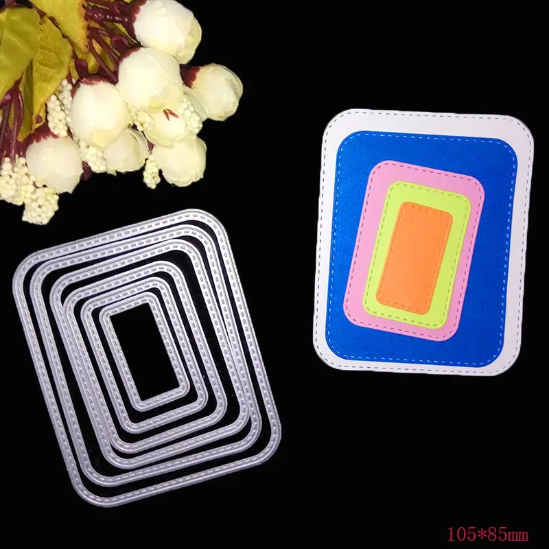 Round rectangle Машина раскроя под давлением зубчатые гребешок сшитые прямоугольник овальной звезды квадрат тег этикетки Рамка металлический Трафаретный вырубной штамп на год и Рождество - Цвет: Round rectangle