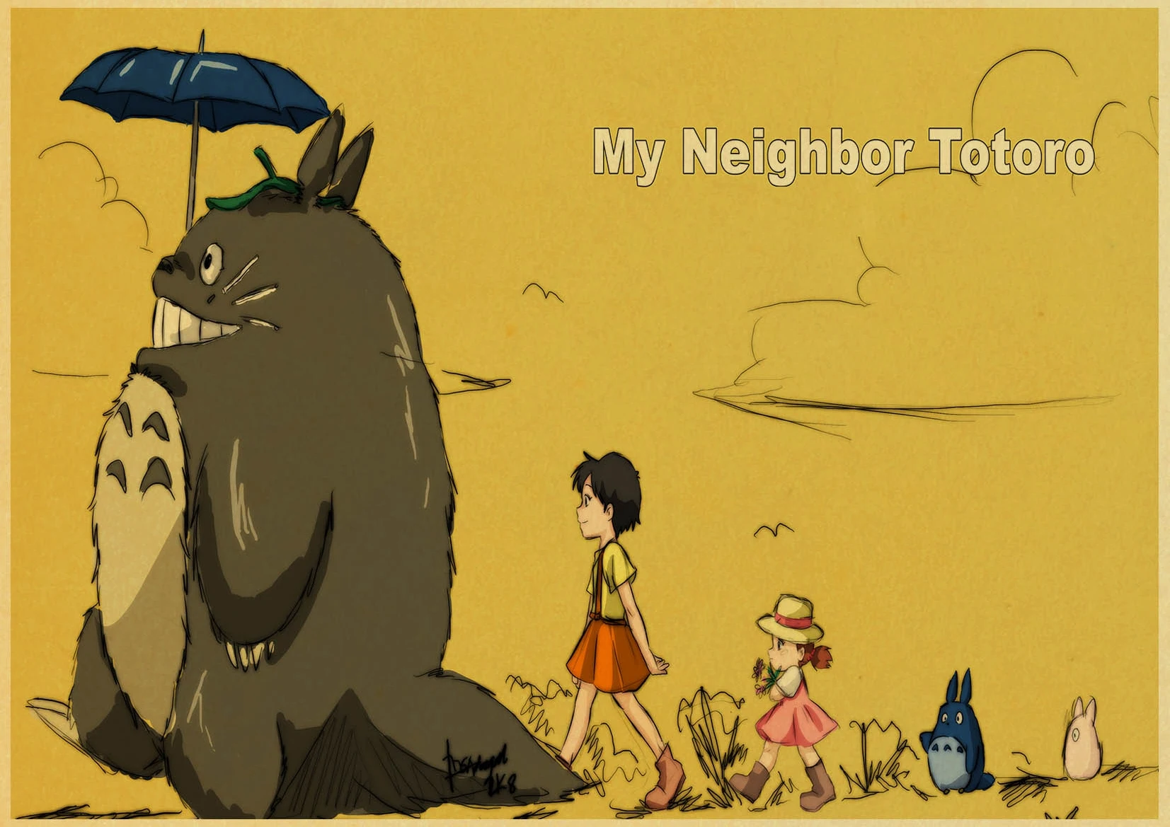 Тоторо Hayao Miyazaki аниме мой сосед постер тоторо для декора комнаты крафт бумага
