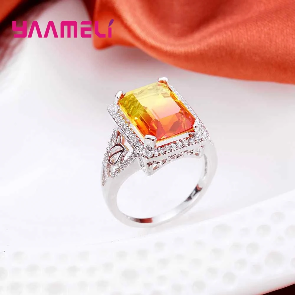Женское кольцо из серебра 925 пробы с градиентным кристаллом|ring sterling|crystal stone ringring |