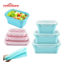 1600ml silicone collapsible lunch box rectangle food storage container bento bpa free microwavable portable picnic camping