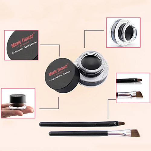 2016 New 2Pcs/lot Waterproof Cosmetics Tools Eye Liner Makeup Brush Gel Eyeliner | Красота и здоровье